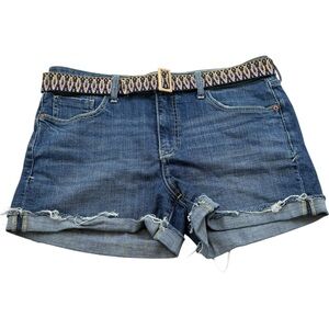 Pilcro Anthropologie Denim Shorts US 30 Belted Cuffed Blue Stretch